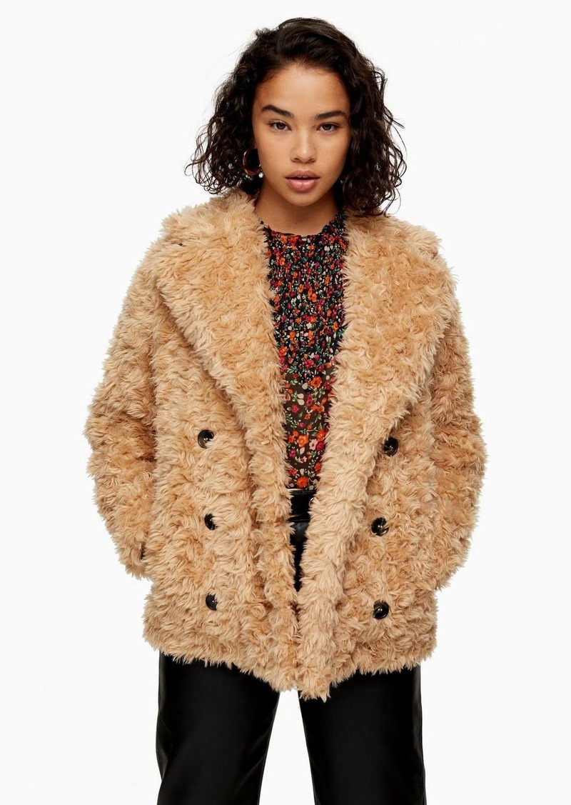 topshop petite teddy coat