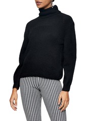 Topshop Roll Crop Sweater in Black at Nordstrom