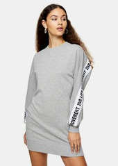 Topshop 2nd life slogan sweatshirt dress in heather gray