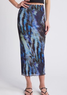 Topshop Abstract Print Plissé Maxi Skirt