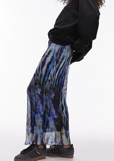 Topshop Abstract Print Plissé Maxi Skirt