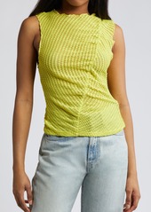 Topshop Asymmetric Ruched Lace Tank in Light Green at Nordstrom Rack