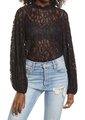 Topshop Balloon Sleeve Lace Top