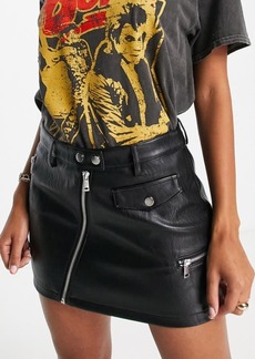 Topshop Biker Faux Leather Micro Miniskirt in Black at Nordstrom