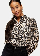 Topshop blouse with puff sleeves in animal print