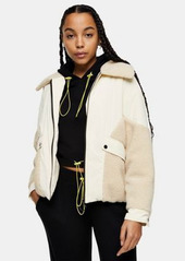Topshop bomber jacket with sherpa trim in cream