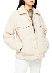 Topshop Borg Western Jacket in Cream at Nordstrom