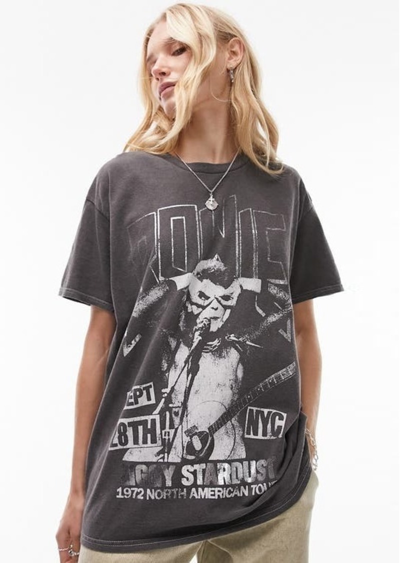 Topshop Bowie Oversize Cotton Graphic T-Shirt