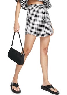 Topshop Button Down Miniskirt in Black Check at Nordstrom