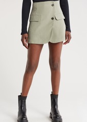 Topshop Button Wrap Miniskirt in Sage at Nordstrom Rack