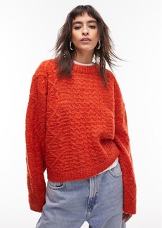 Topshop Cable Knit Crewneck Sweater