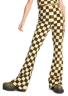 Topshop Check Flared Pants in Black at Nordstrom