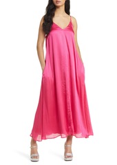 Topshop Chuck On Midi Dress in Bright Pink at Nordstrom Rack