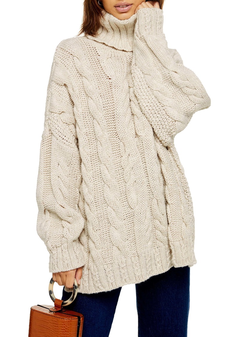 Topshop Chunky Cable Turtleneck Sweater