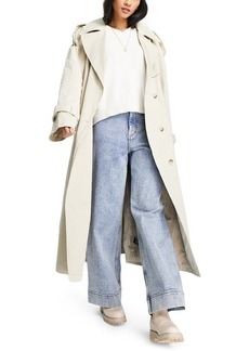 Topshop Classic Oversize Cotton Trench Coat in Light Grey at Nordstrom