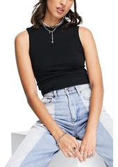 Topshop Clean Stretch Cotton Tank Top in Black at Nordstrom