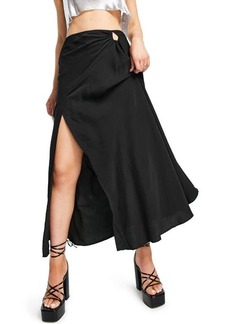 Topshop Co-Ord Ruched Satin Maxi Skirt in Black at Nordstrom