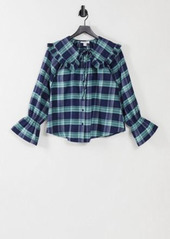 Topshop collared shirt in blue plaid