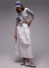 Topshop Cotton Poplin Midi Skirt