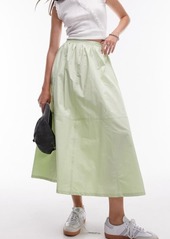 Topshop Cotton Poplin Midi Skirt