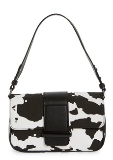 Topshop Cow Print Twill Shoulder Bag in Black at Nordstrom