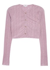 Topshop Crinkle Button-Up Crop Top in Purple at Nordstrom
