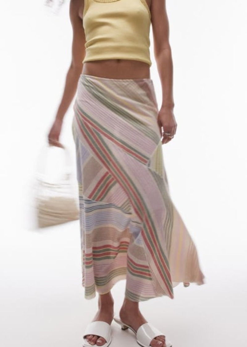 Topshop Cutabout Stripe Cotton Midi Skirt