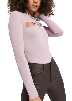 Topshop Cutout Long Sleeve Bodysuit in Purple at Nordstrom Rack