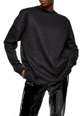 Topshop Diamante Oversize Sweatshirt in Black at Nordstrom
