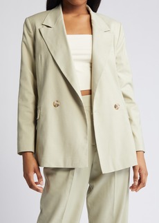 Topshop Double Breasted Blazer in Light Green at Nordstrom Rack