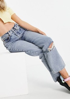 Topshop Double Ripped Knee Nonstretch Dad Jeans