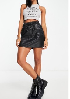 Topshop Drawstring Faux Leather Miniskirt in Black at Nordstrom