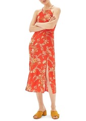 Topshop Eastern Floral Midi Dress in Red Multi at Nordstrom