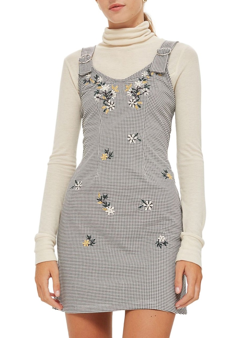 checkered pinafore dress black and white