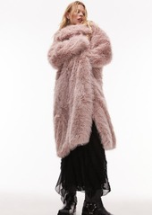 Topshop Faux Fur Longline Coat