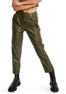 Topshop Faux Leather Peg Trousers in Light Green at Nordstrom