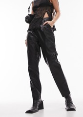 Topshop Faux Leather Tapered Pants in Black at Nordstrom Rack