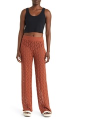 Topshop Flare Open Stitch Knit Pants in Burgundy at Nordstrom Rack