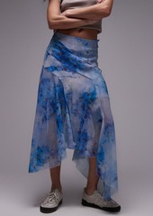 Topshop Floral Asymmetric Chiffon Skirt