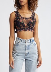 Topshop Floral Mesh Crop Tank