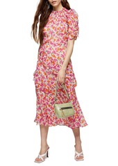 Topshop Floral Ruffle Midi Dress