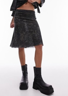 Topshop Floral Semisheer Mesh Jersey Skirt