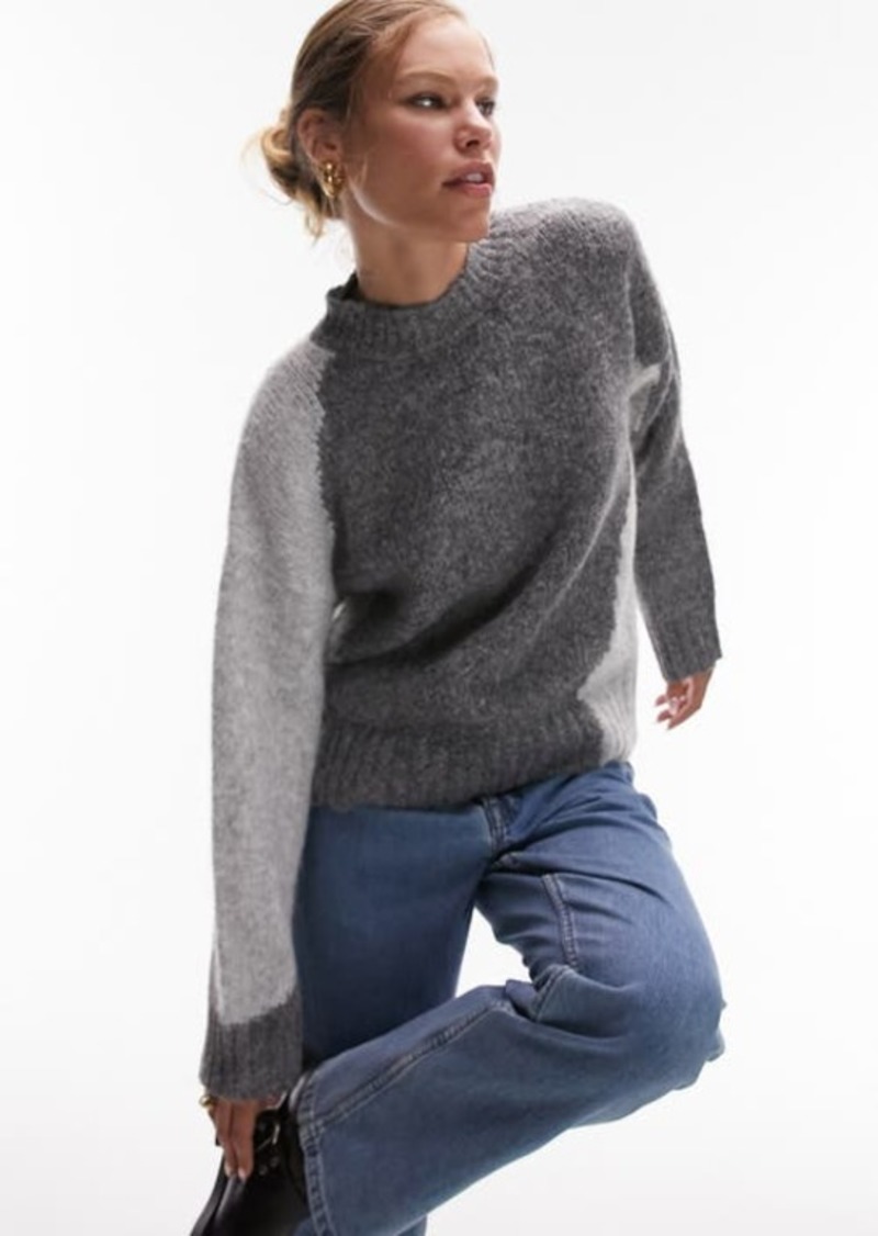 Topshop Fluffy Colorblock Sweater