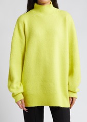 Topshop Funnel Neck Rib Sweater in Light Green at Nordstrom Rack
