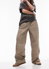 Topshop Glen Plaid Workwear Pull-On Pants in Tan Multi at Nordstrom Rack