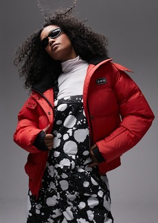 Topshop Hooded Puffer Jacket in Red at Nordstrom Rack