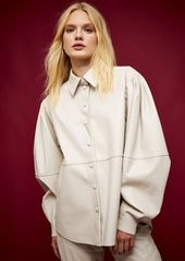 Topshop IDOL faux leather shirt in cream