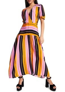 Topshop Jacquard Star Stripe Dress in Black Multi at Nordstrom