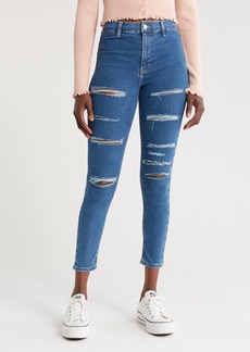 Topshop Joni Ripped High Waist Skinny Jeans in Mid Blue at Nordstrom Rack