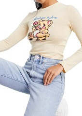 TOPSHOP Kindness Bear Long Sleeve Graphic Tee in Stone at Nordstrom
